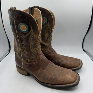 Tony Lama Creedance Cowboy Boots Mens 11.5 D Brown Cowhide Leather Square 7973
